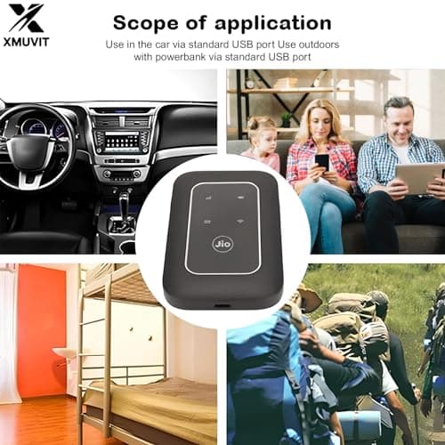 XMUVIT 4G LTE WiFi Dongle with Jlo SIM Support | Portable Mobile Hotspot | 150Mbps Speed | 2100mAh Battery | Connect 10 Devices | Plug & Play USB WiFi Router | Single Band 2.4GHz Travel Router 5
