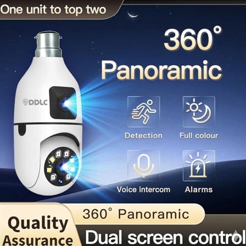 DDLC 4MP/8MP Dual Lens WiFi CCTV Camera for Home Indoor | 360° Pan Tilt | Night Vision | Motion Detection | Two Way Audio | Wireless Security Camera with Mobile App V380 Pro (Dual Lens Light Camera) 4