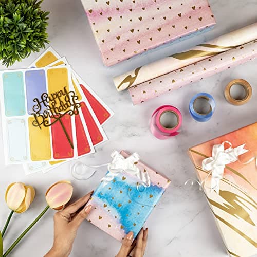 Birch & Co. Gift Wrapping Paper Sheet - Premium Design Paper for Packing, Mix, Pack of 6, Multicolor 3