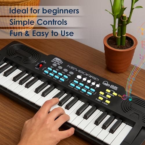 INTERN Digital Electronic Piano Keyboard | LED Display, Mic & Adapter | Music Keyboard for Kids & Beginners with 8 Rhythms, 8 Tones, 22 Demo Songs & 4 Percussions Sounds. (3701-KB) 4