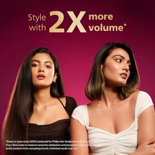 Philips India's No.1 Hair Styling Brand Hair Straightener Brush,Naturally Straight in 5 Mins,5X Less Frizz,Advance Ionic Keratin Tech,Triple Bristle Fast 50s Heatup,Scalp Protect,For Indian Hair,BHH88 4