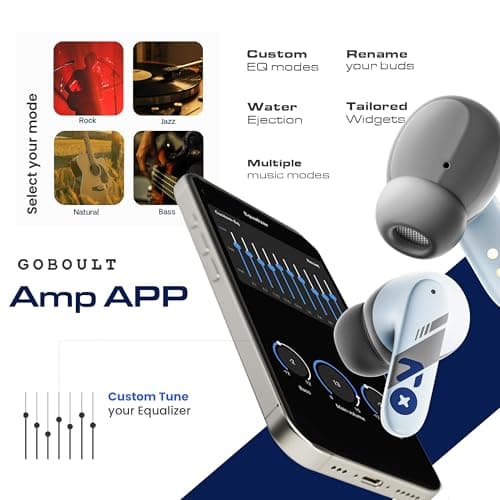 GOBOULT Z40 Pro v2.0 in Ear Earbuds with 100H Playtime, Amp App Support, Active Noise Cancellation, Quad Mic ENC, Dual Device Pairing, 13mm Driver, Bluetooth 5.4 Wireless (Cloud Blue) 5