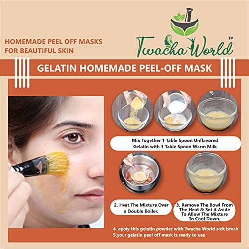 Twacha world Twacha world Gelatin Powder for Face Mask/Hair removal (Skin Care), With Facial Band AND Brush (25) 2