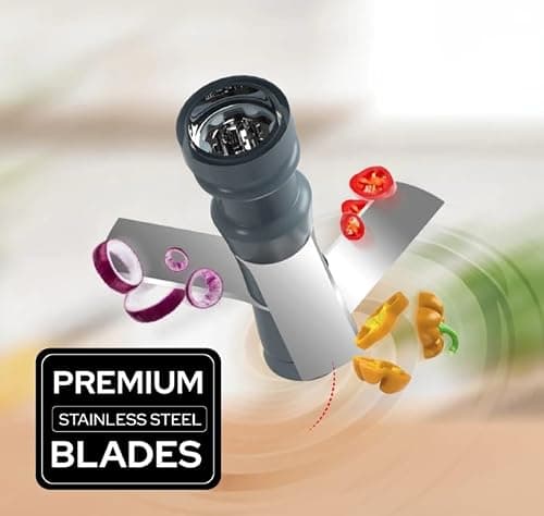 Super Mom TRINGO 6-Blade Hand Press Food Chopper – Effortless Manual Push Vegetable Cutter & Fruit Slicer with Whisking Blade | Heavy Duty Mincer for Onions, Nuts & Herbs | BPA-Free Dicer (Multicolor) 2
