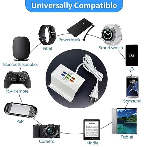 Tobo 6 Port USB Charger with Mobile Stand, Travel Power Adapter Station, 3.1 A Output USB Fast Charging Station, Wall Charger Power Adapter for Smart Phones, Tablet PCs, Power Bank etc 2