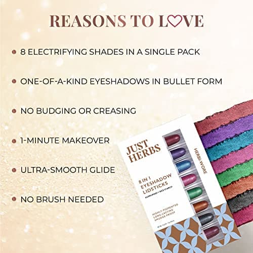 Just herbs 8 in 1 Herbal Metallic-shimmer finish, Long Lasting & Ultra Smooth Eye Shadow Lidsticks with Kumkumadi - 12gm (Herbi -Wore) 3