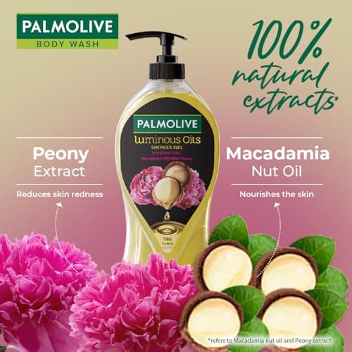 Palmolive Luminous Oil Invigorating Body Wash, 750ml Pump Bottle, 100% Natural Macadamia Oil & Peony Extracts For Everyday Freshness & Radiant Skin, PH Balanced Bodywash, Free Of Parabens And Silicone 2