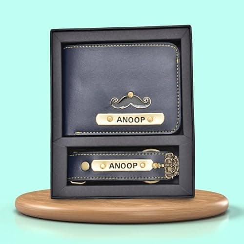 YOUR GIFT STUDIO Customised Nexon Leather Wallet Gift Set for Men - Personalised Set for Men | Stylish Wallet for Man - Perfect Birthday & Anniversary Gift for Husband - Blue 2
