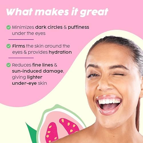 Plix Guava Fresh Under-Eye Gel | Reduces Dark Cirles & Puffiness | Reduces Fine Lines | With 3% Niacinamide, Vitamin E & Caffeine | 100% Vegan | 15 gms 3