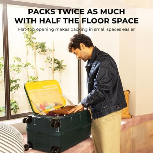 MOKOBARA The Em Access Trunk - Large Luggage | Green Expandable Polycarbonate 8 Spinner Wheel Trolley Hardsided Suitcase with Built in TSA Lock Travel Suitcase (Green Energy Sunray), 43 Cm 2