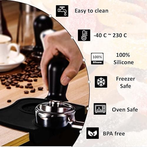 MoldBerry Silicone Coffee Tamper Mat for Espresso Machine | Non-Slip Tamping Mat with Portafilter Holder | Heat Resistant Barista Tamping Pad for Home, Café & Coffee Bar | Pack 1 5