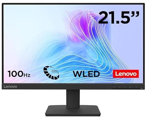 Lenovo ThinkVision S22-4e | 21.5" (60.45cm) FHD IPS 100Hz Ultraslim Monitor | 4ms, 99% sRGB, 16.7Mn Colors, 1x HDMI 1.4, 1x VGA,TUV Eye Comfort, Low Blue Light| Tilt | Black