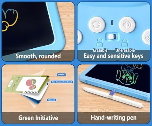 BAREPEPE Plastic 112 Talking Flash Cards LCD Writing Tablet for 3-8 Years Toddlers,Rechargeable Drawing Board Pad Toy for Boys Girls Kids Birthday Gifts,Preschool Montessori Speech Therapy-Blue 2