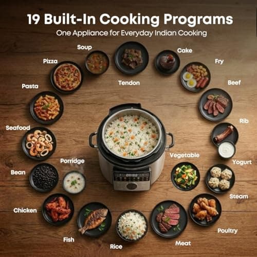 Libra 6L Electric Pressure Cooker, 19-in-1 Digital Multi Cooker with 304 Stainless Steel Inner Pot, 1000W, 10 Layer Safety, One Touch Pressure Release, Delay Timer & Keep Warm for Rice, Dal, Biryani 2