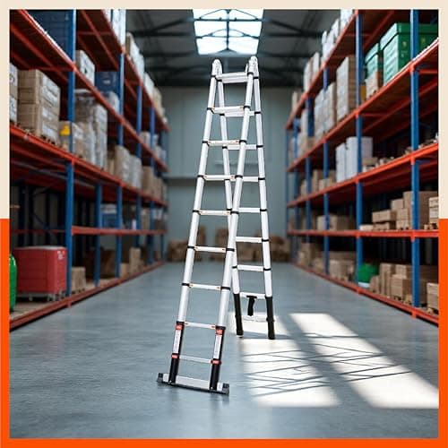 Bathla 20.5 ft A-Type Foldable Aluminium Telescopic Ladder with 18 Steps | Portable & Compact | 2-Year Warranty | Multi-Purpose Ladder for Home, Industrial & Outdoor Use 4