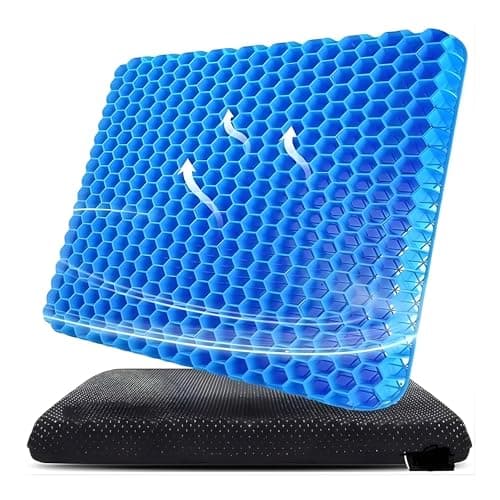 Devera Gel Seat Cushion for Office Chair & Car Driver, Honeycomb Silicone Gel Cooling Seat Cushion, Breathable Pressure Relief Sitting Cushion, Black 36x30x3.5cm (Rectangular)