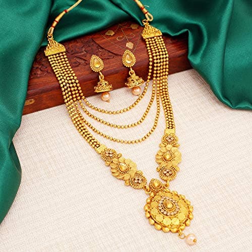 Sukkhi Ethnic Gold Plated Kundan Multi-String Set of 3 Necklace with Jhumki Earrings Combo for Women & Girls (SKR48716) 2