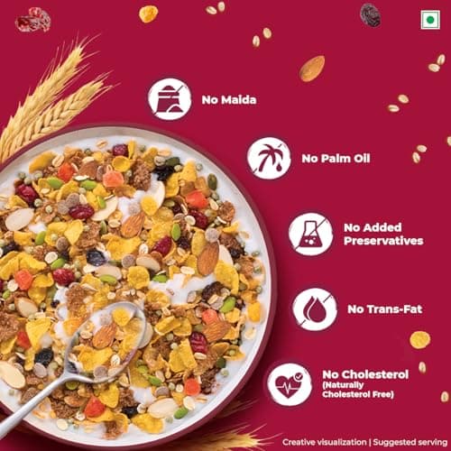 Kellogg's Muesli Fruit Nut & Seeds | 12 In 1 Power Breakfast | No Maida No Palm Oil | India's No 1 Muesli | 500g 5