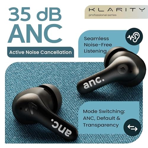 GOBOULT Klarity 4 ANC in-Ear Truly Wireless Earbuds 35dB Active Noise Cancellation, 60H Playtime, 4Mics Calling, 45ms Low Latency, 10mm Driver, Type-C Fast Charging(Electric White) (Jet Black) 4