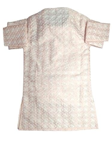 Qitty CHIKANKARI KURTA PYJAMA FOR BOYS (11-12, PEACH) 2