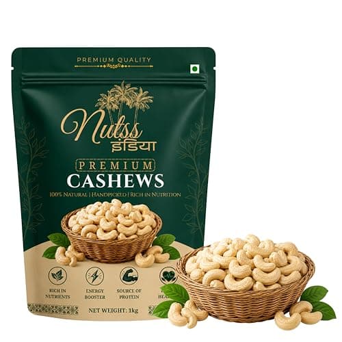Nutss India Cashew Nuts Whole 250g | Premium W210 Kaju | Deluxe Size Cashews | Protein Rich Healthy Snack | Fresh & Crunchy Dry Fruits