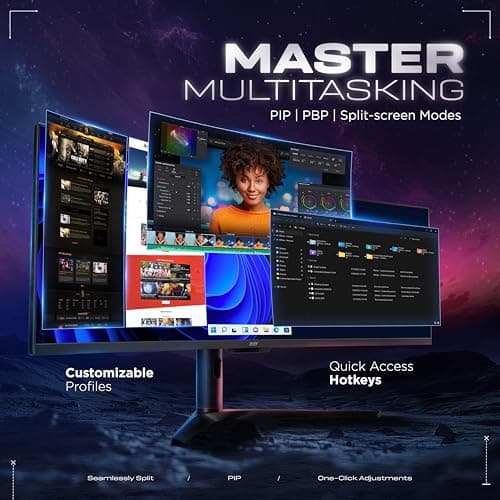 Acer EI491CR S 49 Inch LED 1800R Curved DFHD 3840 X 1080 Pixels VA Monitor I 32:9 Aspect Ratio I AMD Freesync Premium PRO I 144Hz I Vesa Certified Display HDR 400 I Dci-P3 I Support PIP/PBP I Speakers 4