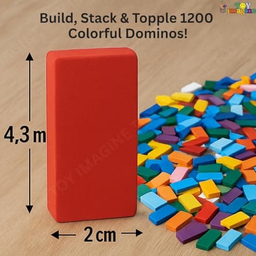 Toy Imagine 240 Pcs Wooden Domino Blocks Set for Kids – Educational Building Blocks in 12 Bright Colors – Toys for Boys & Girls Ages 2-5 Years – Skill Development, Stacking & Color Recognition 3