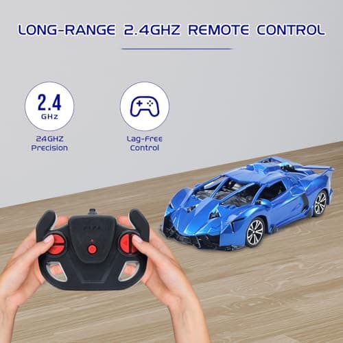 Amazon Brand - Jam & Honey Remote Control Car for Kids | High-Speed RC Car with Rechargeable Lithium Battery | Type-C Charging | LED Headlights | Blue 2