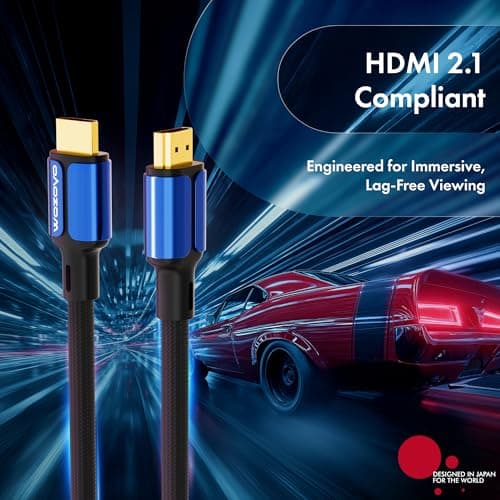 HDMI Cable V2.1 with Ethernet,Wozoyo 8k@60Hz,4K@120Hz UHD Resolution,1 Mtr braided, 48 Gbps transmission Ultra high Speed,HDR/HDR10/Dolby Vision,Dolby Atmos and DTS:X, Compatible with all HDMI Devices 2