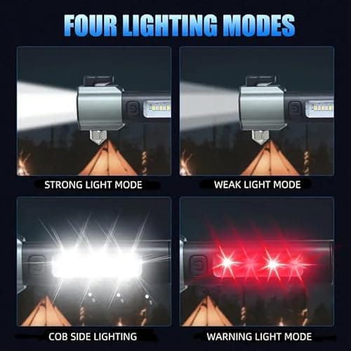 FLYNGO 3 in 1 Multifunction LED Torch Light Rechargeable, Rescue Emergency Flashlight with Car Seat Belt Cutter & Glass Breaker, Bright Zoomable Torch Light for Trekking, Camping (Black) 2