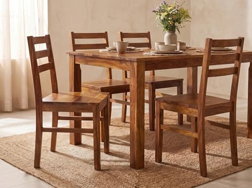 DecorNation Myra Solid Wood Dining Table Set 6 Seater for Home & Kitchen | Premium Wooden Dining Table with 6 Chairs | Natural Finish | Modern Dining Furniture 5