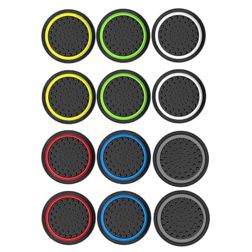 OIVO INDIA 12Pcs Black Multicolor Silicone Thumb Grip Stick Replacement Caps for PS5,PS4,PS3, Xbox One X/S Series, Xbox 360 Controller(6 Pairs)