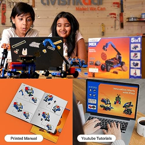 Avishkaar MEX 5-in-1 DIY Robotics Starter Kit, Robot Toys for Kids Aged 8-12, Building & Construction Set with 100+ Parts, Learning & Educational STEM Kit, Made in India. 6