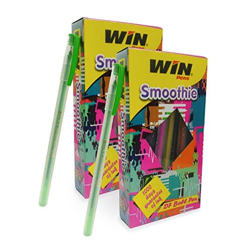 WIN Smoothie Ball Pens|Blue Ink,40 Pcs|Lightweight & Colourful Sparkle Body Design|Use & Throw Ball Pens|For One Time Use|Firm Grip for Comfortable Writing|0.7mm Tip for Smooth Flow of Ink|Multicolour
