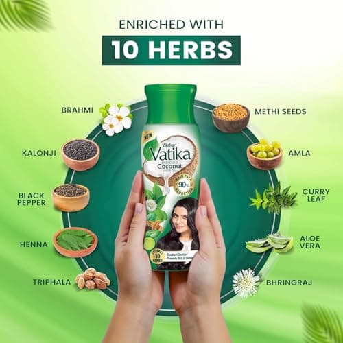 Dabur Vatika Enriched Coconut Hair Oil - 405 ml | For Strong, Thick & Shiny Hair | Good for Scalp Health | Enriched with 10 Herbs 5