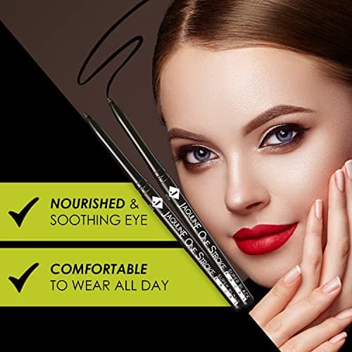 JAQULINE USA One Stroke Kajal | Waterproof & Smudge-Proof | 12Hr Long Stay | Darkest Black | Lightweight | One Stroke Application | Easy Twist Format | Super Black - 30g 2