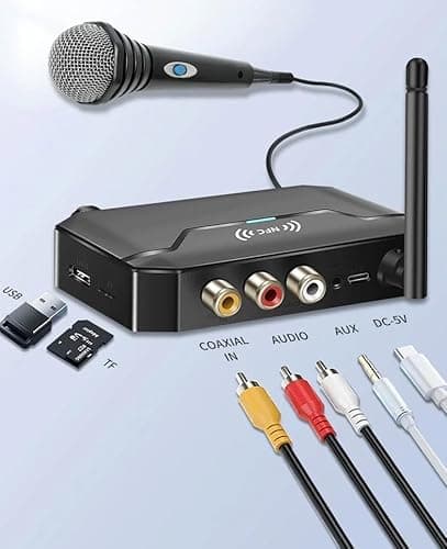 MICROWARE T300 2-in-1 Audio Adapter Bluetooth-Compatible 5.3 NFC Receiver Transmitter with Remote Control,for TV/PC/Car/MP3/CD Player/Speaker/Handset, Support NFC 5