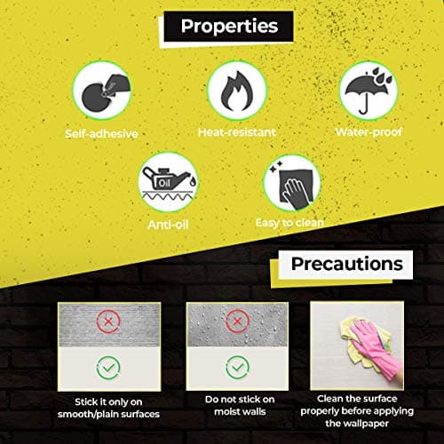 Wolpin Wall Stickers DIY Wallpaper for Home Décor (45 cm x 10 m), Vertical Stripes Office Stylish Design, Self Adhesive, Yellow 5