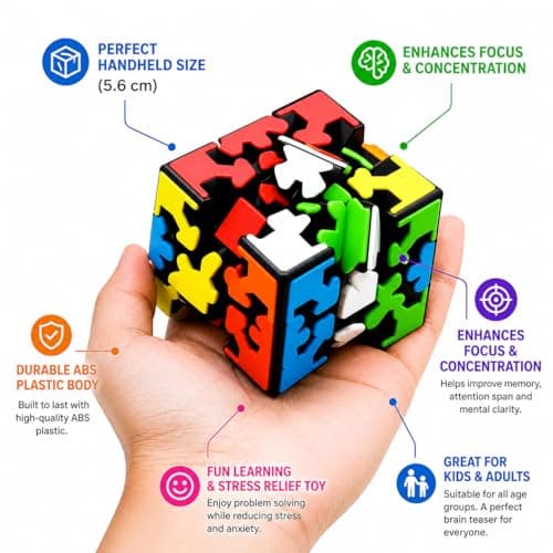 Yong Gear 3x3 Speed Puzzle, Multicolor Mechanical Brain Teaser for Kids & Adults Age 4+ 4