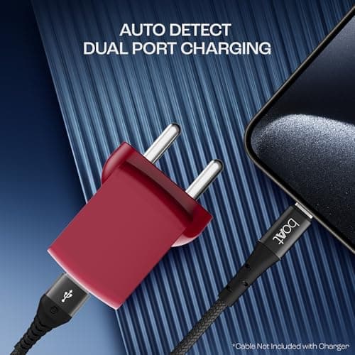 Boat Dual Port QC-PD 24W Fast Car Charger with 24W Fast PD Charging & 18W QC Charging Compatible with All Smartphones, Tablets & Laptops (Free Type C to Type C Cable), Red 4