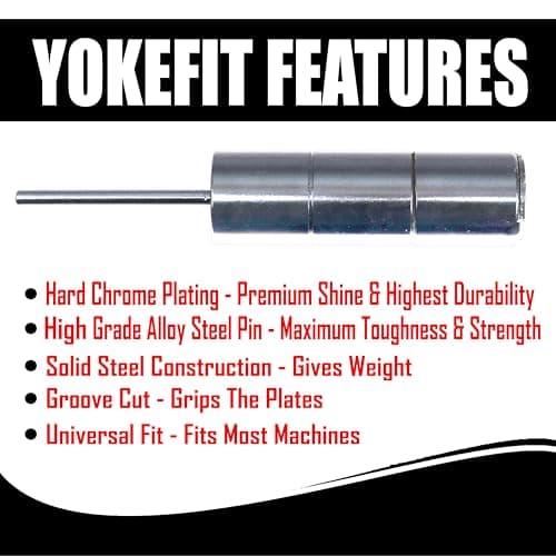 YOKEFIT Gym pin Stack Extender Weight Replacement Hard Chrome Plated Solid Steel with high Capacity alloyed Steel for Gym Fitness Workouts Strength Resistance Training (Large 6 inch 2.5kg 8mm) 3