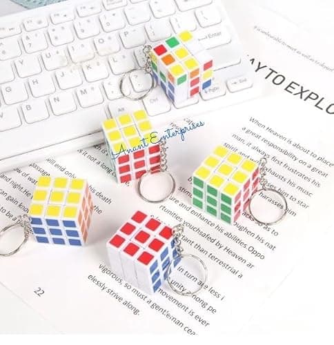 ANANT ENTERPRISES 6 Pcs Mini 3x3 Magic Speed Puzzle Cube Keychain – Keyring Key Chain Toy for Kids & Adults – Return Gifts Bulk, Pinata Filler, Birthday Party Favors, Goody Bag Stuffers (Pack Of 6) 4