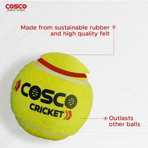 Cosco Rubber Light Cricket Tennis Ball Yellow (Pack of 6) 4