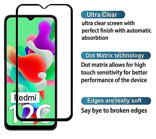 JGD PRODUCTS for Redmi 12C, Poco C55 (2023) Tempered glass with Full Edge Protection and Easy Installation Kit 4