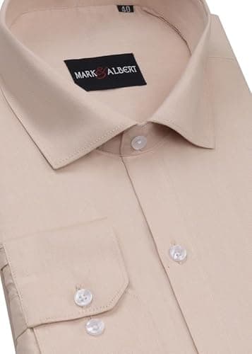 MARK & ALBERT Men's Slim Fit Cotton Formal Shirt Cream 3