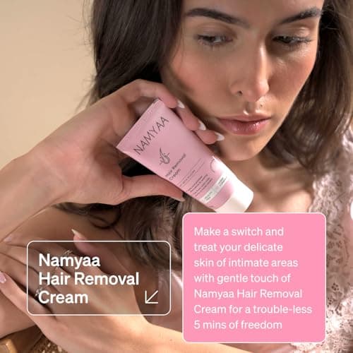 Namyaa Hair Removal Cream for Intimate Skin with Free Vitamin C Serum, 60 gram, Pack of 3 5