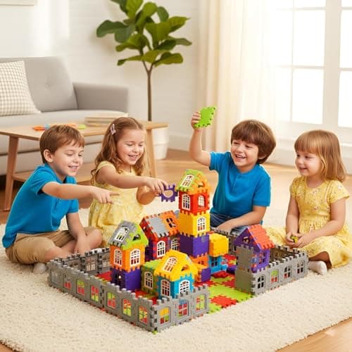 Interlocking Building Block Construction Toy Set, Multicolor Plastic House Building Blocks, 72 Pieces, Educational STEM Toy for Kids Ages 3-8 Years 4