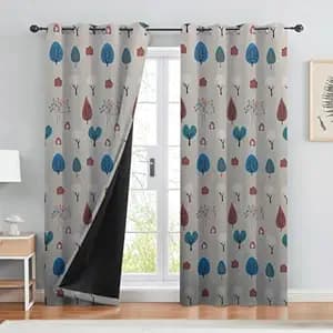 BFAM Kids Blackout Curtains 5 feet Set of 1 – 100% Room Darkening, Thermal Insulated, Noise Reducing, Cute Animal & Rainbow Prints, Eyelet Curtains for Playroom, Bedroom & Nursery, Pack of 1 Curtain