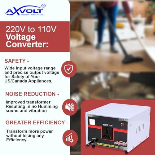 Axvolt Crysta 1500 Watt Step Down Voltage Converter | 220V–240V to 110V–120V Heavy Duty Transformer | Use USA, Canada & Japan Appliances in India | Universal Socket | 2-Year Warranty 4