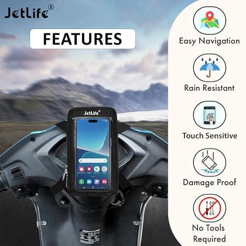 JETLIFE Mobile Holder/Pouch/Mount for All Types of Scooter Scooty Activa Jupiter EV etc | Standard X1 Model (Black) 4